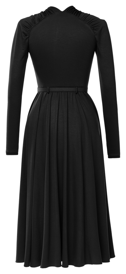 Women's Black Belted Strapless Dress