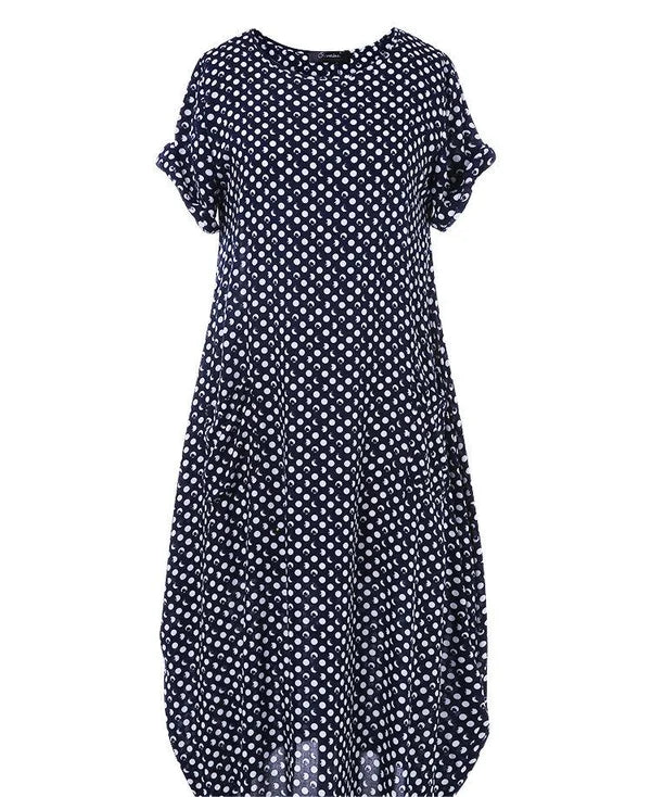 🔥Polka Dot Print Short Sleeve Plus Size Dress1