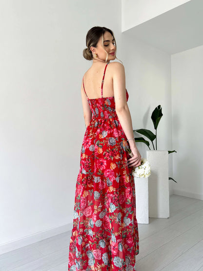 Printed Halter Chiffon Dress