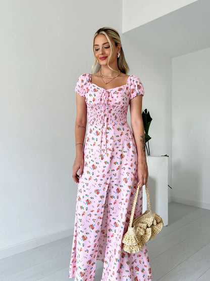 Floral Patterned Woven Viscose Dress