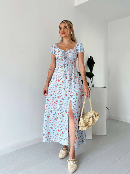 Floral Patterned Woven Viscose Dress