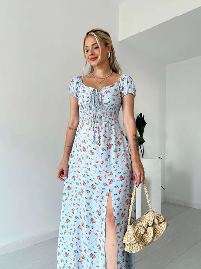 Floral Patterned Woven Viscose Dress