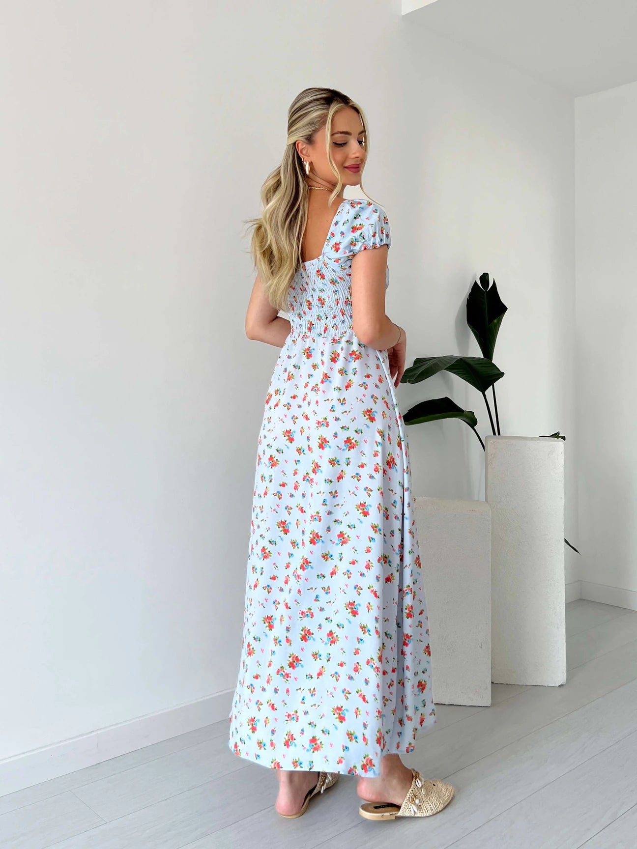 Floral Patterned Woven Viscose Dress