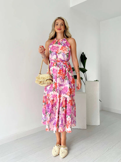 Floral Pattern Elegant Tunic Dress