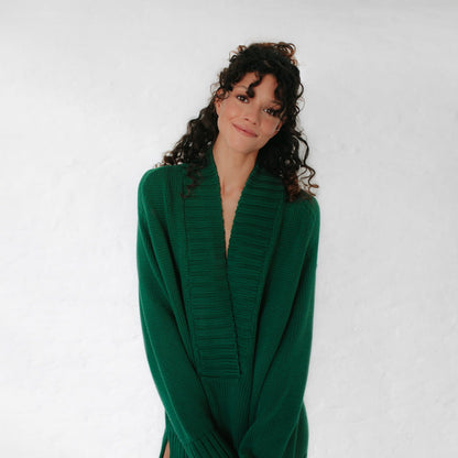 Cotton V-neck long jumper