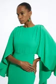 Compact Stretch Viscose Cape Detail Maxi Dress