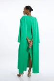 Compact Stretch Viscose Cape Detail Maxi Dress