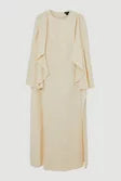 Compact Stretch Viscose Cape Detail Maxi Dress