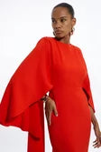 Compact Stretch Viscose Cape Detail Maxi Dress