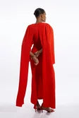 Compact Stretch Viscose Cape Detail Maxi Dress