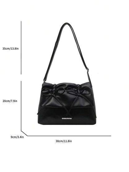 Premium PU Leather Shoulder Bag with Bow Flap and Magnetic Closure