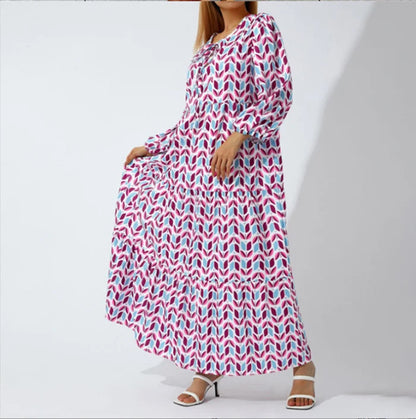 🎁LAST DAY SLAE-49% OFF🎁Boho Geometric Patchwork Puff Sleeve Dress