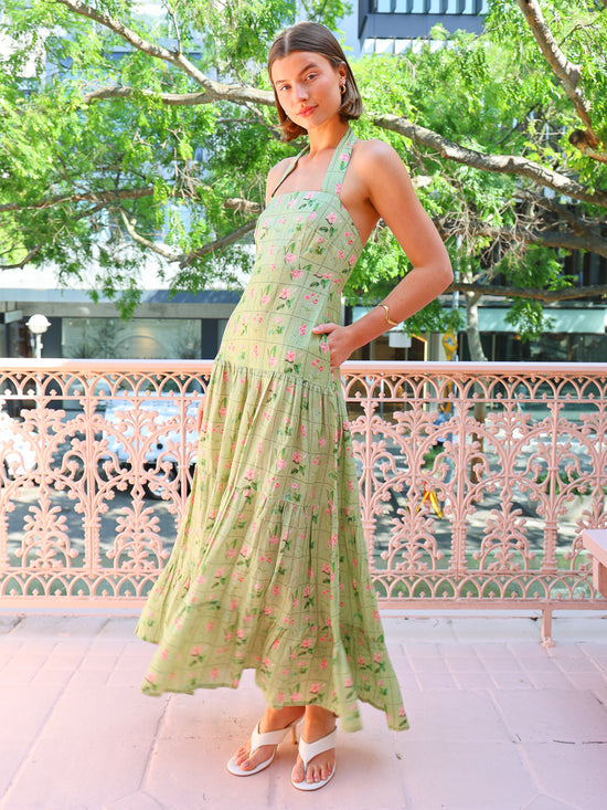 Green Flower Brick Dress