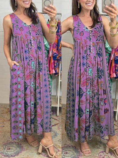 Last Day 49% OFF🔥Vintage Floral Printed Loose Jumpsuit Romper