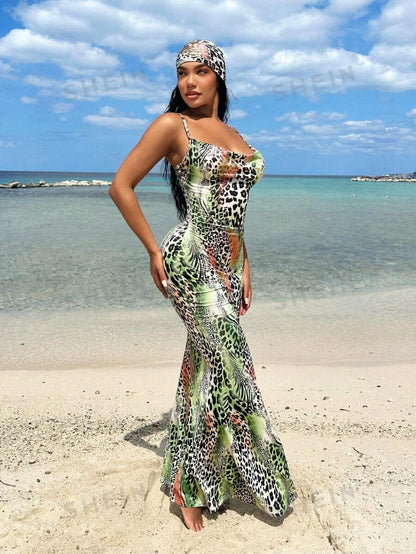 Women's Fashionable Butterfly Printed Sexy Summer Resort Dress