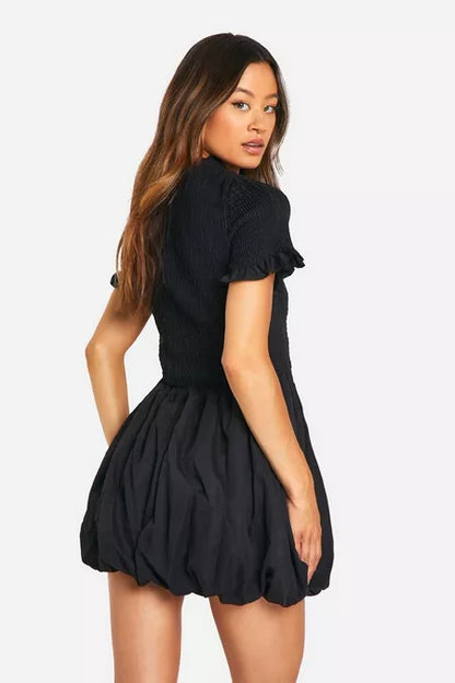 Tall Strapless Short Sleeve Cuffed Mini Dress