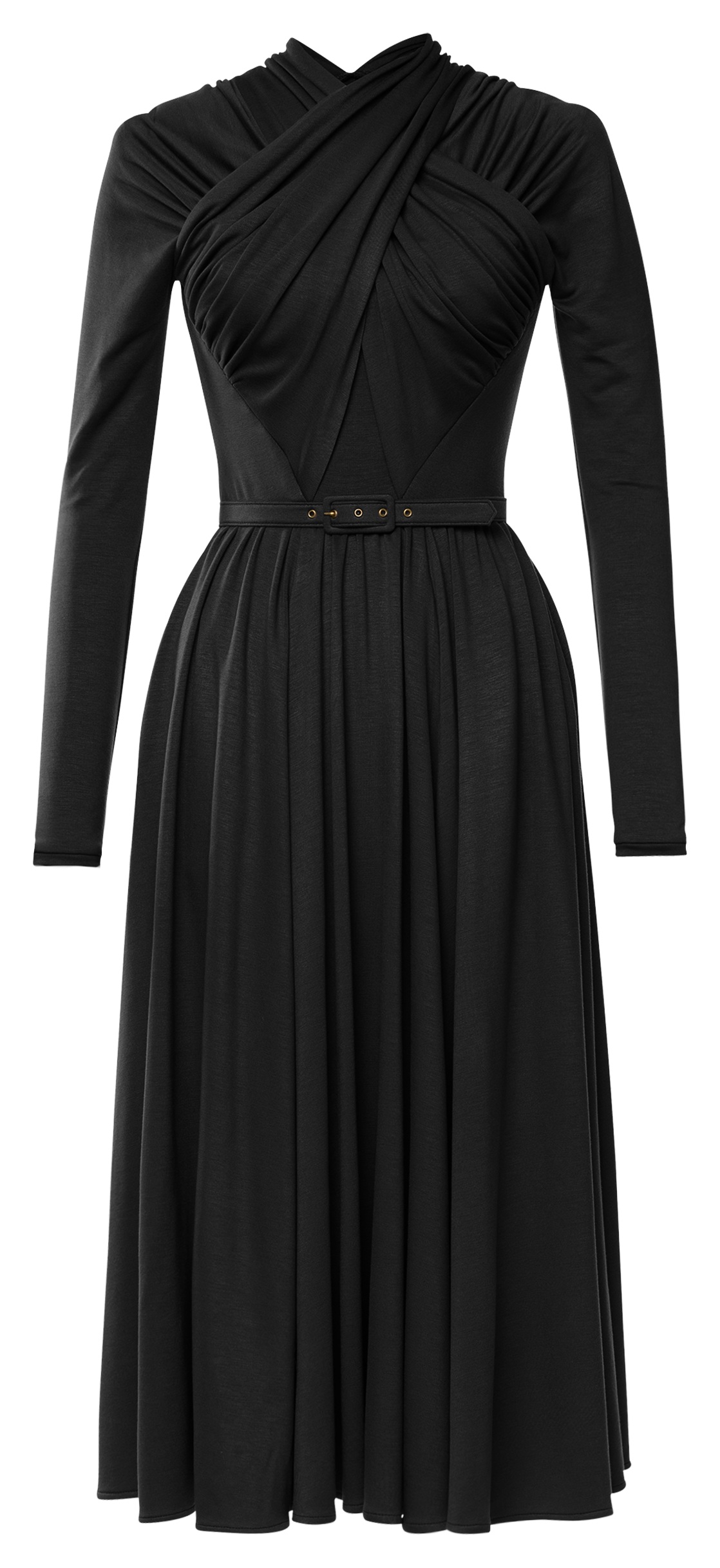 Women's Black Belted Strapless Dress