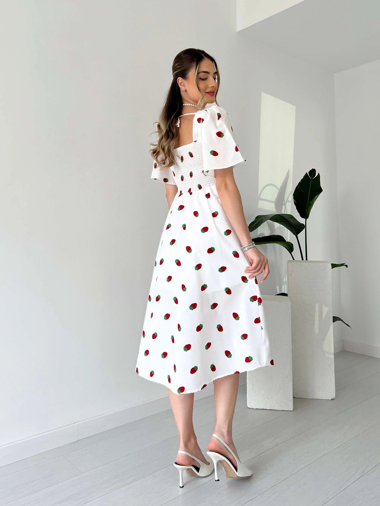 Breast Giped Patterned Poplin Dress