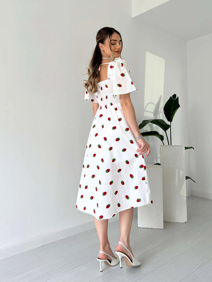 Breast Giped Patterned Poplin Dress