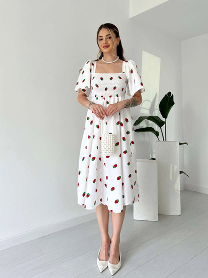 Breast Giped Patterned Poplin Dress