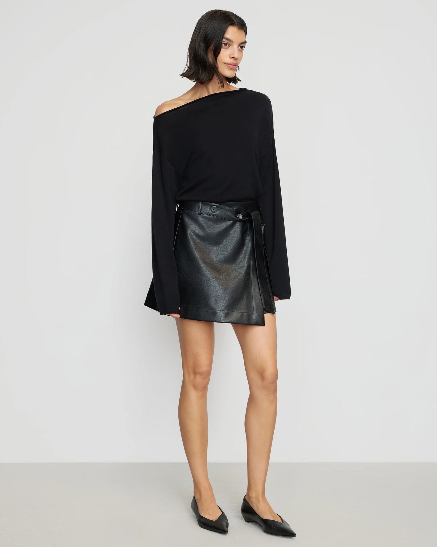 Slant Neck Wool Strapless Sweater