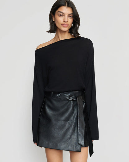 Slant Neck Wool Strapless Sweater