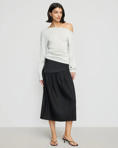 Slant Neck Wool Strapless Sweater