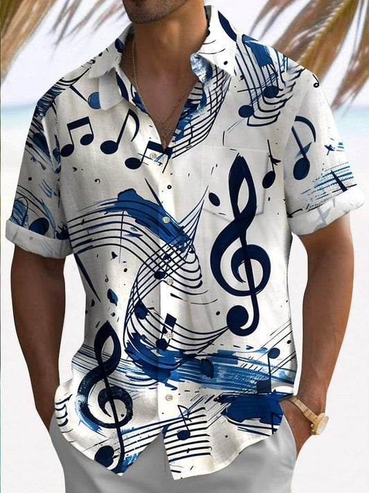 Men's Hawaiian Racing Print Fashion Short Sleeve Shirt