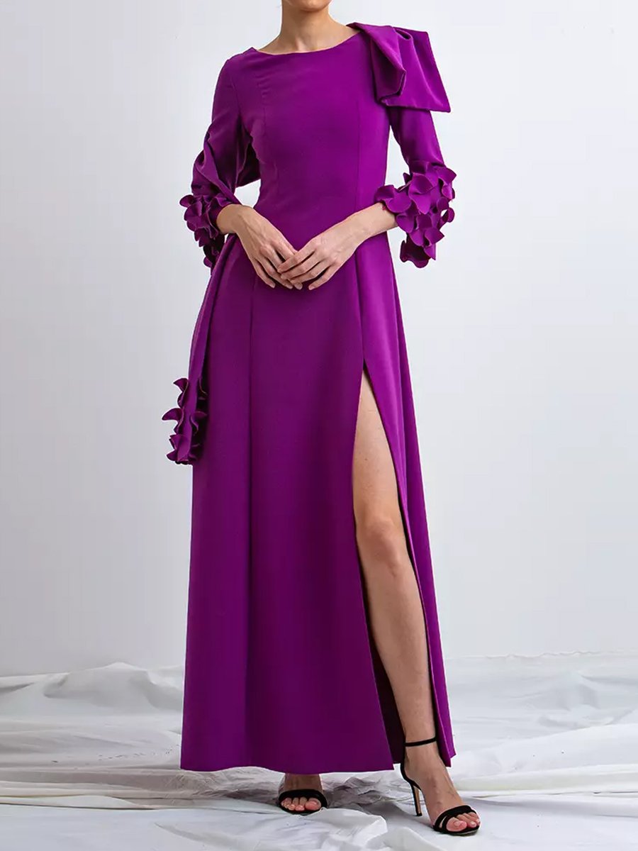 Elegant Split Hem Long Sleeve Party Dress