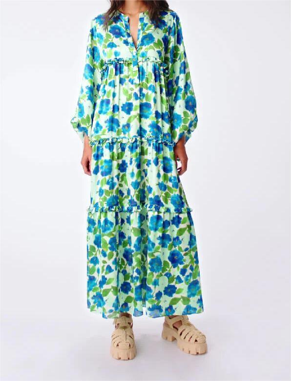 Printed Long Sleeve Maxi Dress