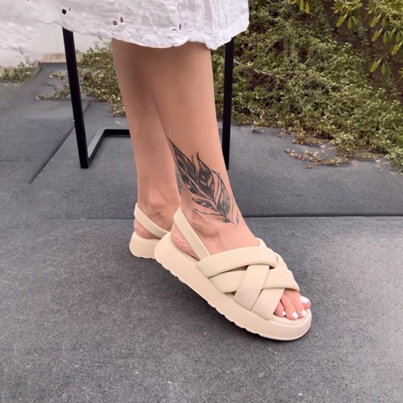 Geflochtene Plateausandalen für Damen 