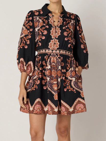 Ethnic Bohemian Print Pocket Dress