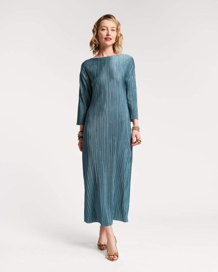 Slinky Pleated Maxi Dress French Blue