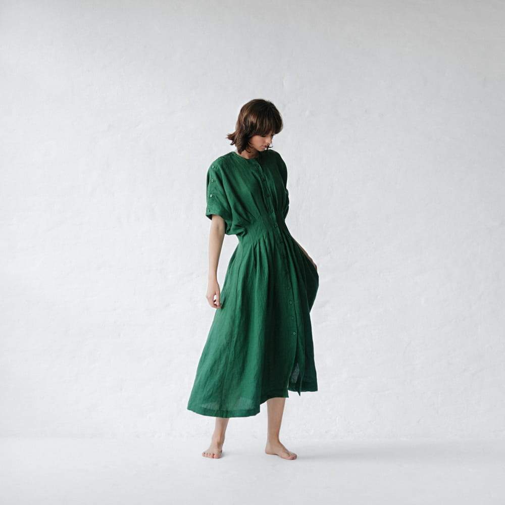 Linen dress Salvia green