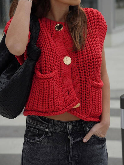 Fashion Casual V-neck Sleeveless Vest Sweater