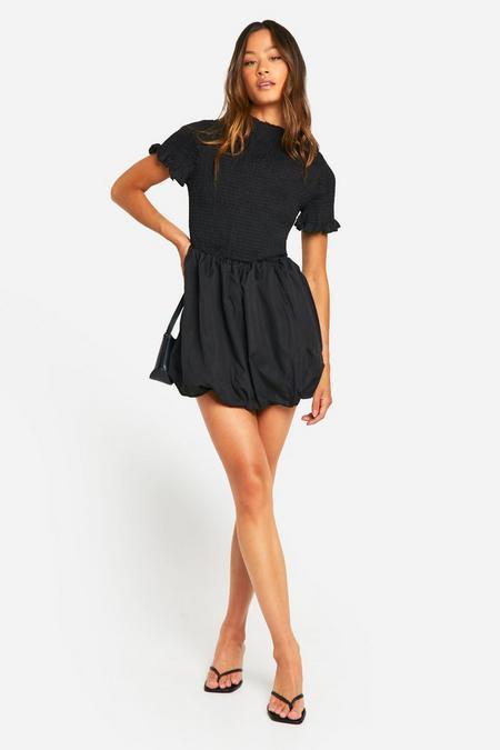 Tall Strapless Short Sleeve Cuffed Mini Dress