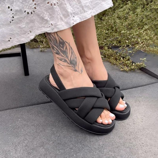 Geflochtene Plateausandalen für Damen 