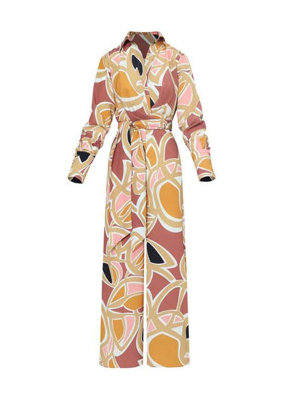 Elegant Printed Drawstring Jumpsuit