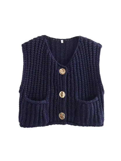 Fashion Casual V-neck Sleeveless Vest Sweater