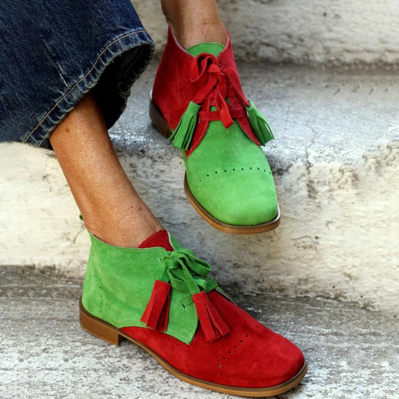 Women's Fashion Color Punching Tassel Single-layer Shoes