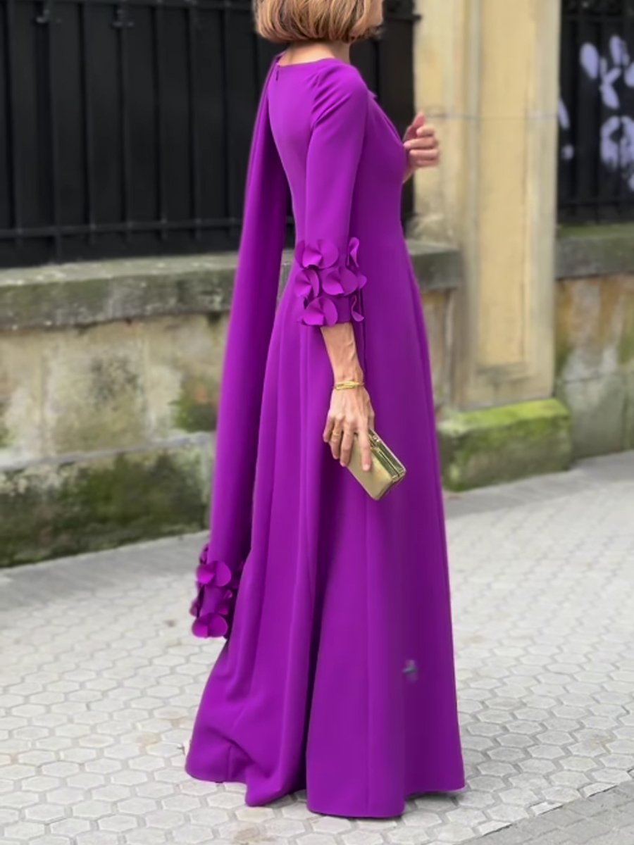 Elegant Split Hem Long Sleeve Party Dress