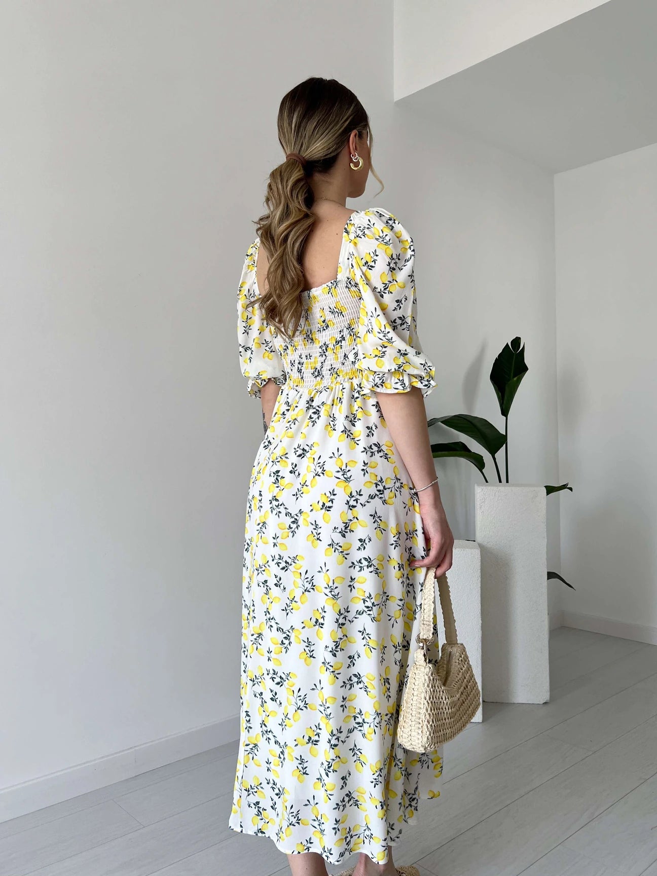 Lemon Pattern Breast Giped Dress