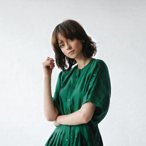 Linen dress Salvia green