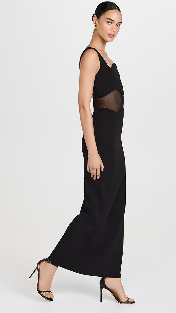 Black Waistless Tulle Halter Dress