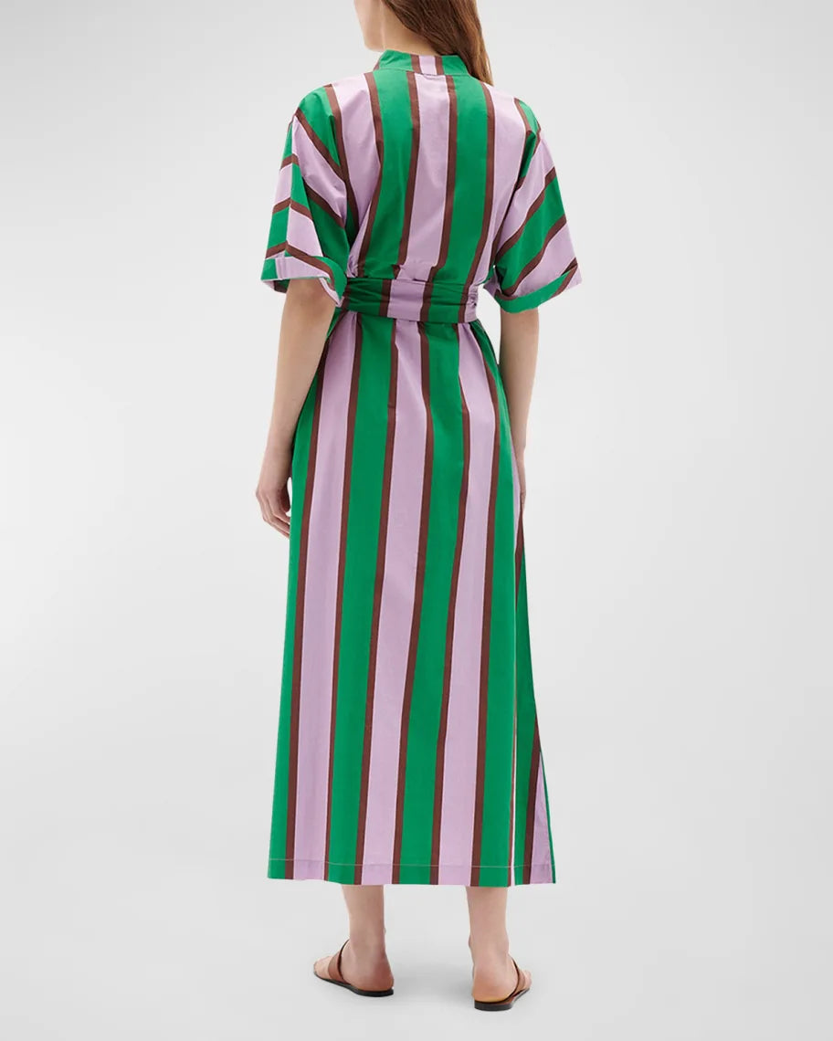 Striped Short-Sleeve Maxi Dress