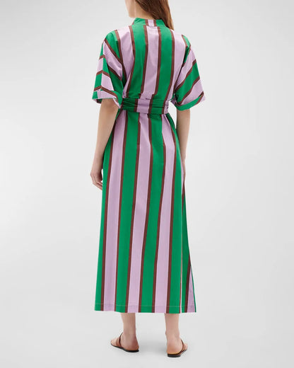 Striped Short-Sleeve Maxi Dress