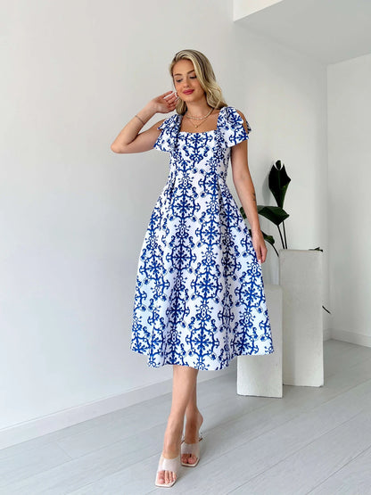 Poplin Dress with Shoulder Bow