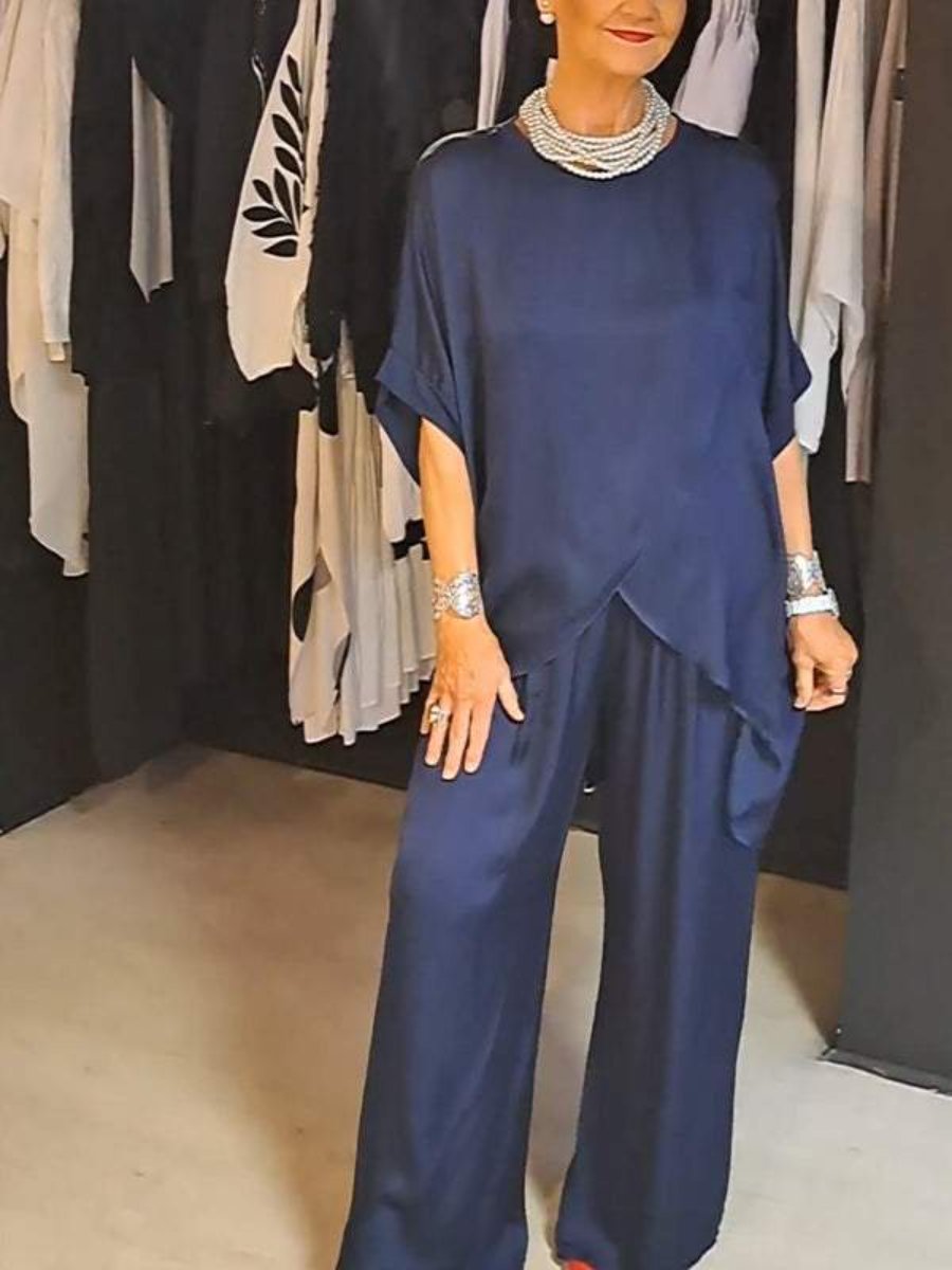 Solid Color Round Neck Casual Fashion Irregular Suit