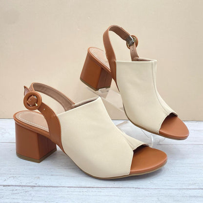 Women's Casual Colorblock Leather Sandals