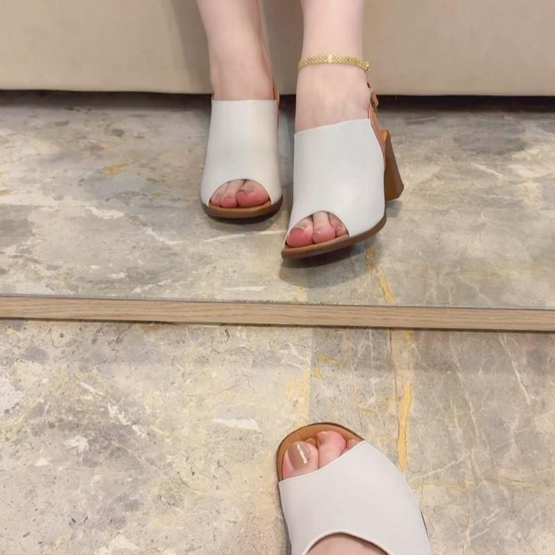 Women's Casual Colorblock Leather Sandals